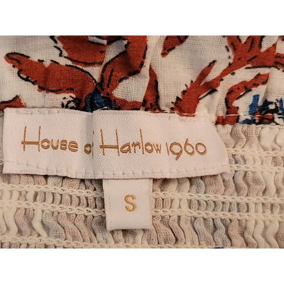 House of Harlow 1960 Tiered Boho Preppy Print‎ Smocked Skirt Women's Size Small - Picture 4 of 10